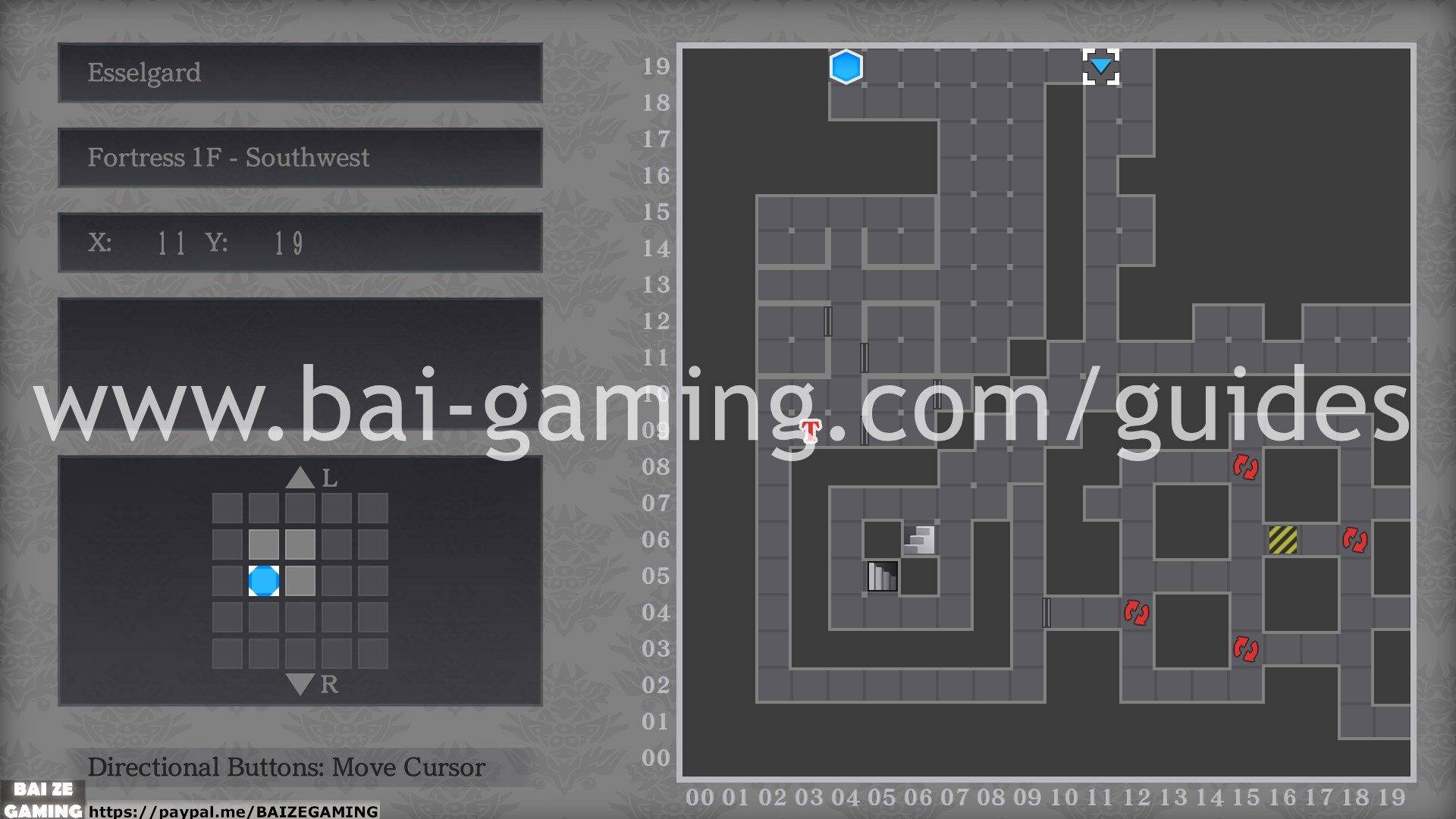 Esselgard - Fortress 1F - Southwest map