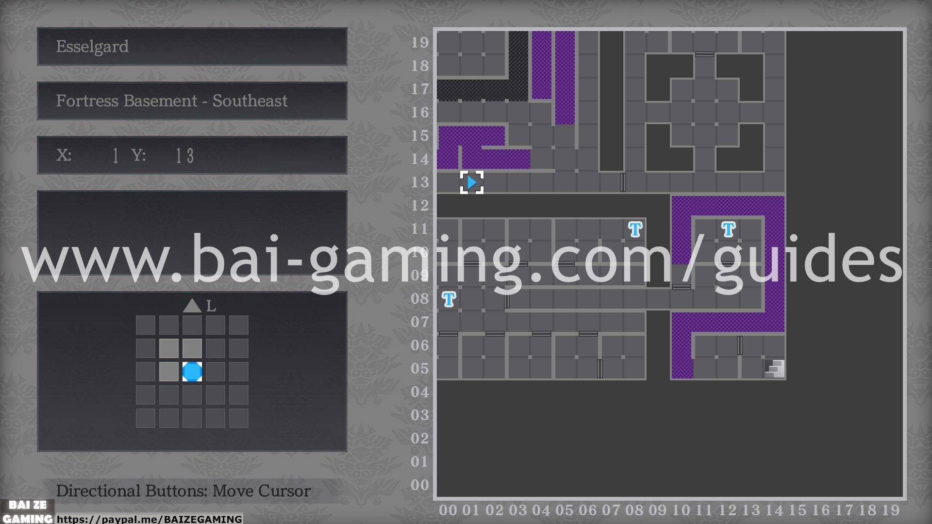 Esselgard - Fortress Basement - Southeast map