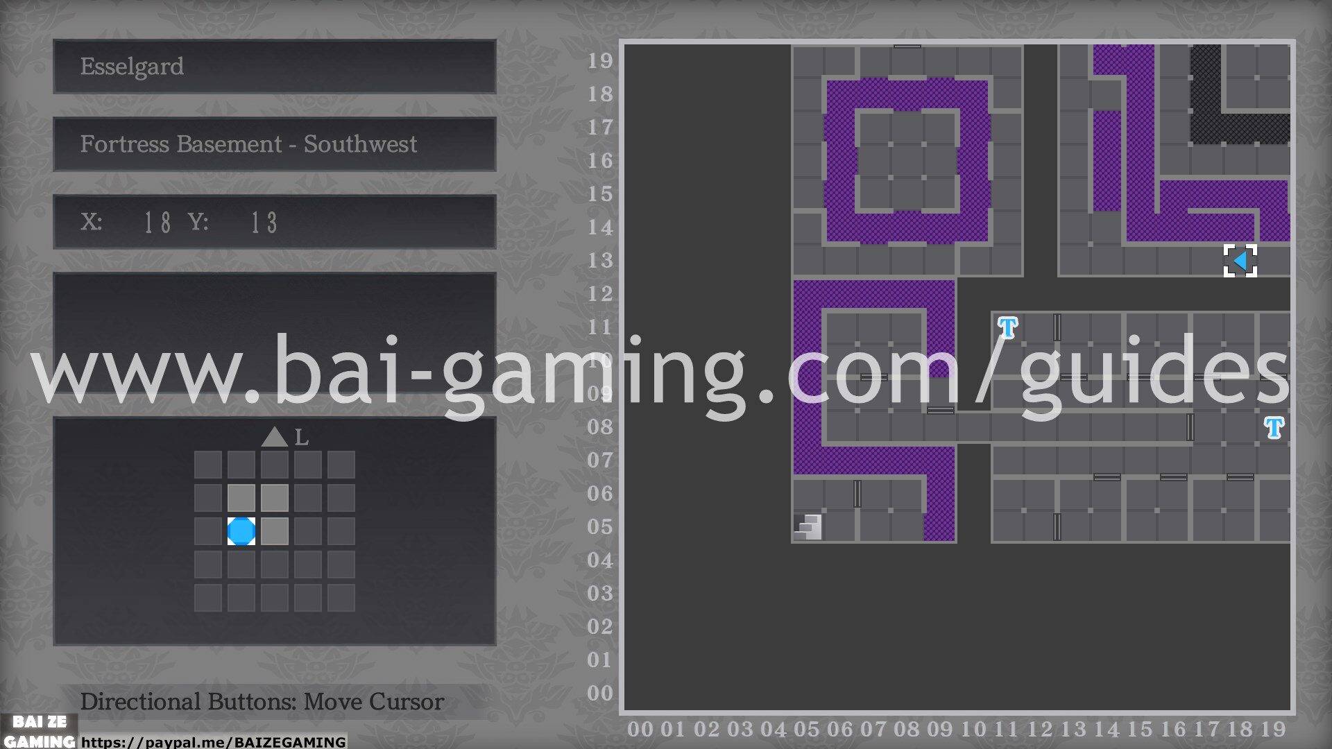 Esselgard - Fortress Basement - Southwest map