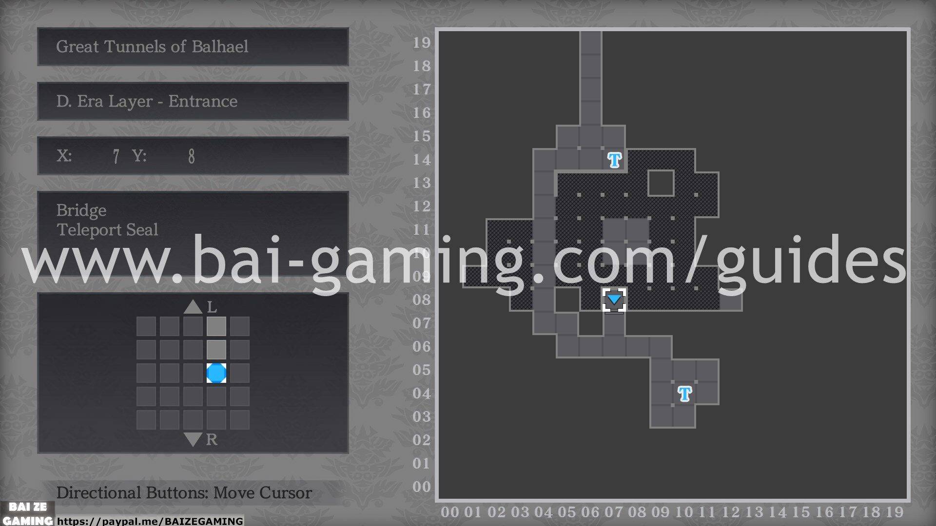 Great Tunnels of Balhael - D Era Layer - Entrance map