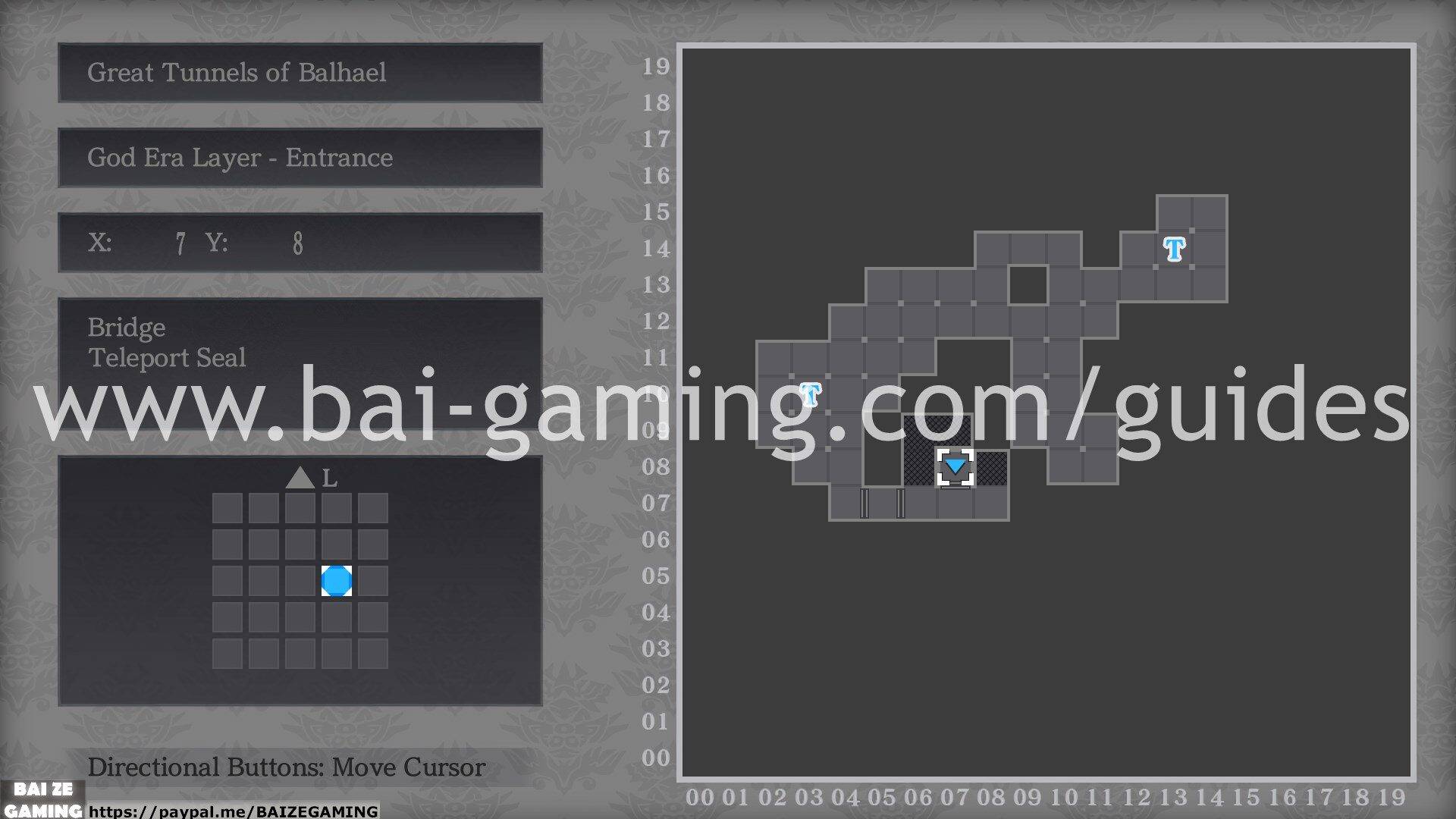 Great Tunnels of Balhael - God Era Layer - Entrance map